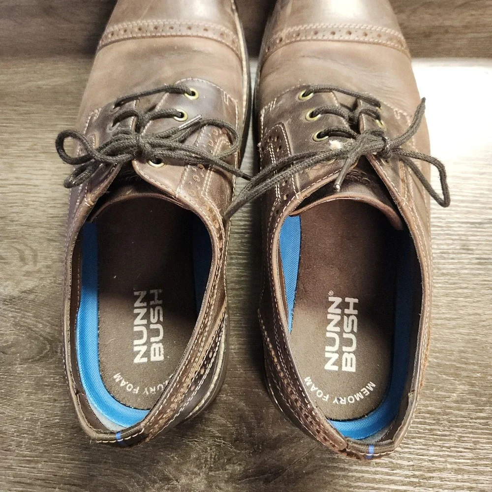 Nunn Bush Men's Overland Cap Toe Oxford Lace Up Leather Dress Shoe Size 12M‎
